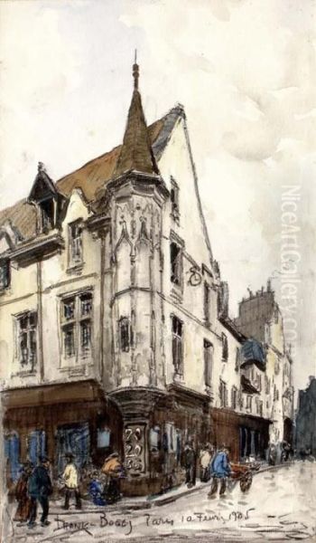 Animation Dans Le Marais, L'hotel Barbette Oil Painting by Frank Myers Boggs