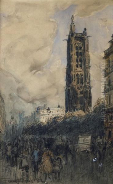 La Tour Saint Jacques, Rue De Rivoli Oil Painting by Frank Myers Boggs