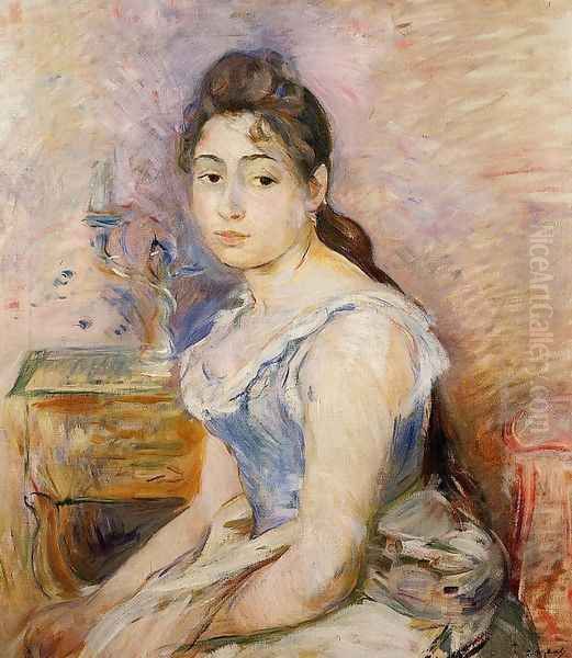 Young Woman In A Blue Blouse2 Oil Painting by Berthe Morisot