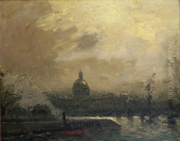 Paris, La Seine Quai Conti Oil Painting by Frank Myers Boggs