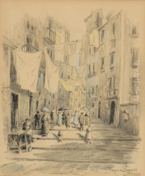 St. Gaetano Street, Naples Oil Painting by Frank Myers Boggs