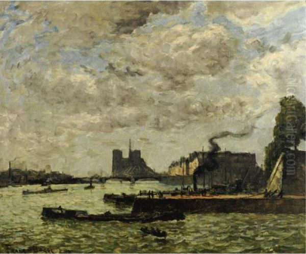 Le Quai Henri Iv Et Notre Dame Oil Painting by Frank Myers Boggs