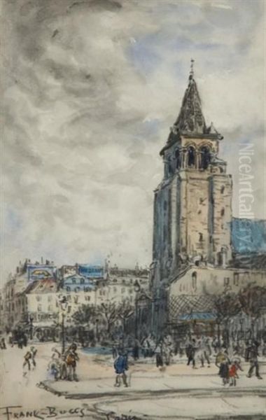 American/french, - Eglisesaint-germain-des-pres, Paris Oil Painting by Frank Myers Boggs