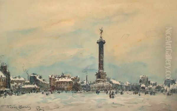 La Place De La Bastille Dans La Neige Oil Painting by Frank Myers Boggs