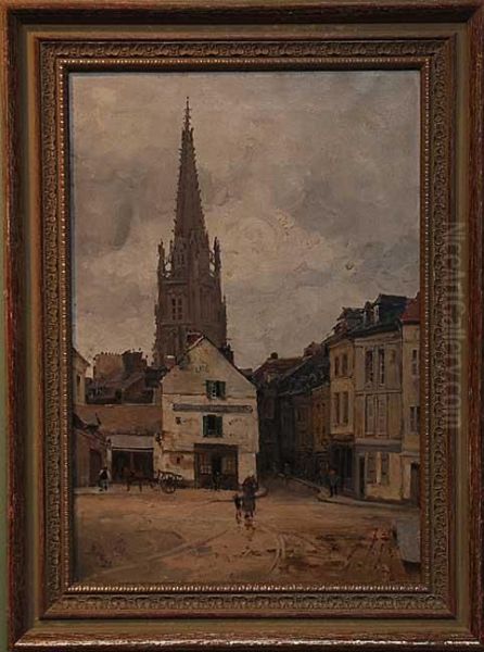 French Village Street Scene Oil Painting by Frank Myers Boggs