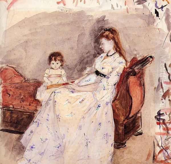 The Artists Sister Edma With Her Daughter Jeanne Oil Painting by Berthe Morisot