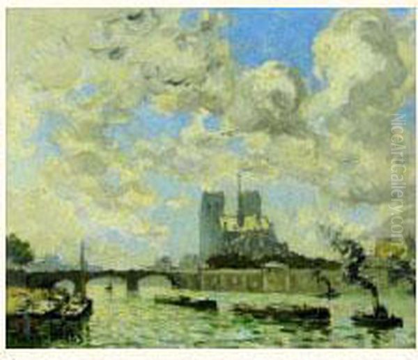 Notre-dame Vue De La Seine Oil Painting by Frank Myers Boggs