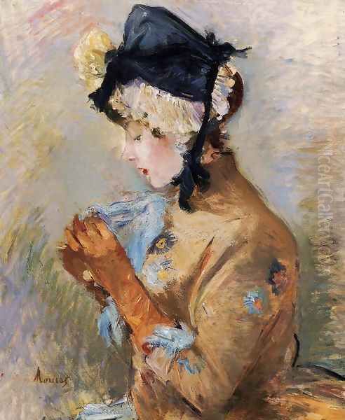 Woman Wearing Gloves Aka The Parisian Oil Painting by Berthe Morisot