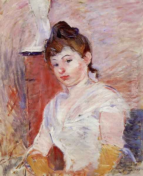 Young Woman In White Oil Painting by Berthe Morisot