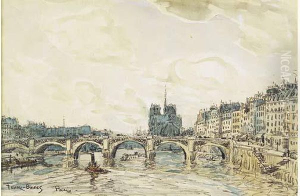 La Seine Avec Le Chevet De Notre Dame. Oil Painting by Frank Myers Boggs