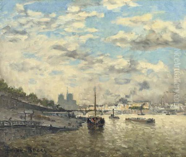 Along The Seine Oil Painting by Frank Myers Boggs