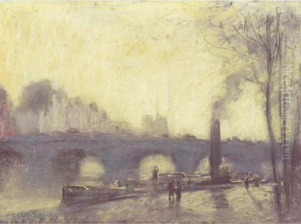 Pont Neuf And Saint Valery: Two Works On Paper Oil Painting by Frank Myers Boggs