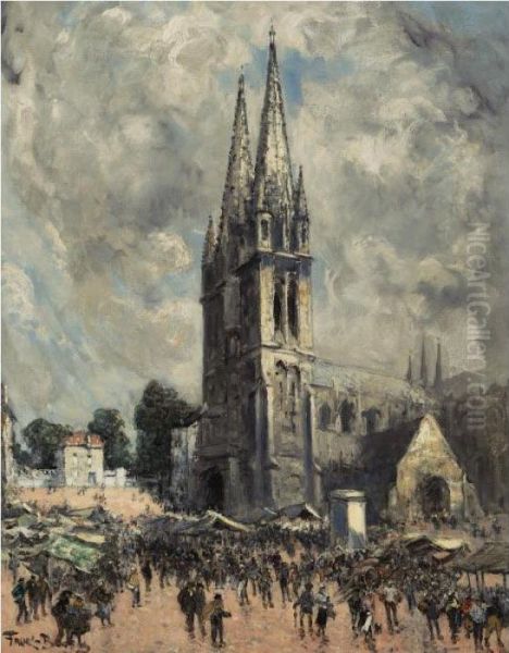 Noyon Place De La Cathedrale Oil Painting by Frank Myers Boggs