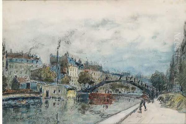 Le Canal De L'ourq Et L'hotel Du Nord Oil Painting by Frank Myers Boggs