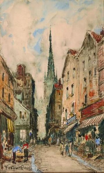 Street Scene In Rouen Oil Painting by Frank Myers Boggs