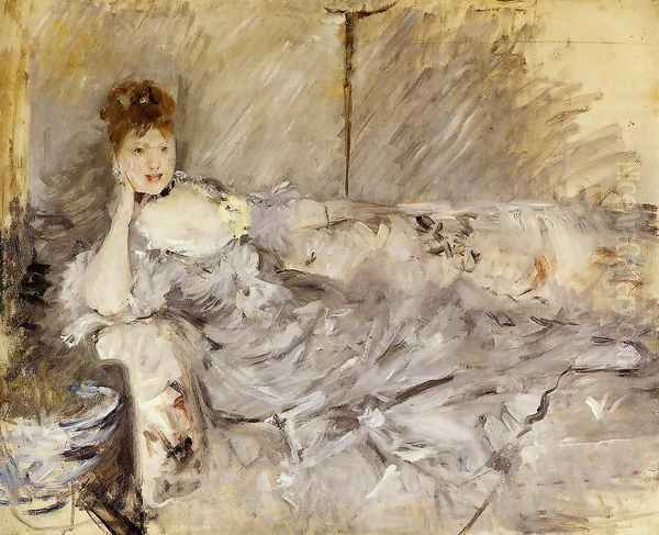 Young Woman In Grey Reclining Oil Painting by Berthe Morisot