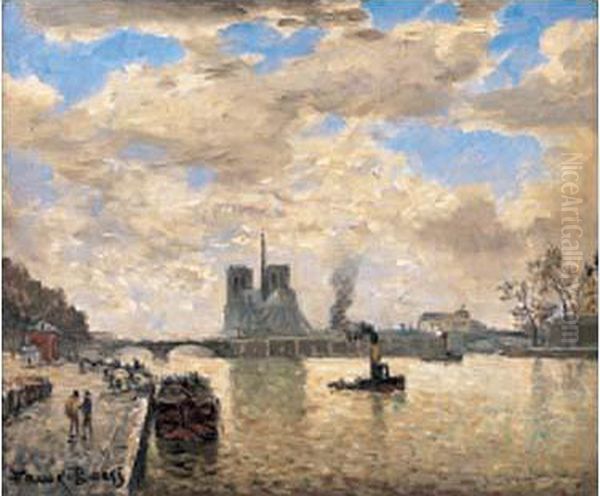 La Seine A Paris Oil Painting by Frank Myers Boggs