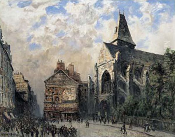 L'eglise Saint-medard A Paris Oil Painting by Frank Myers Boggs