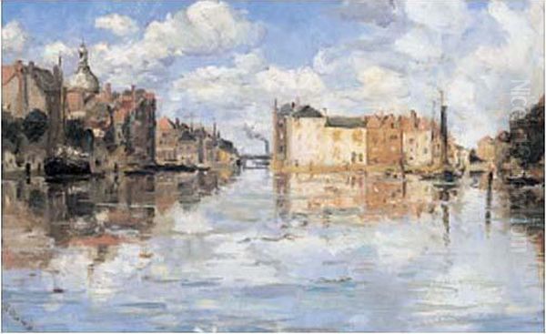 Les Quais, Hollande Oil Painting by Frank Myers Boggs