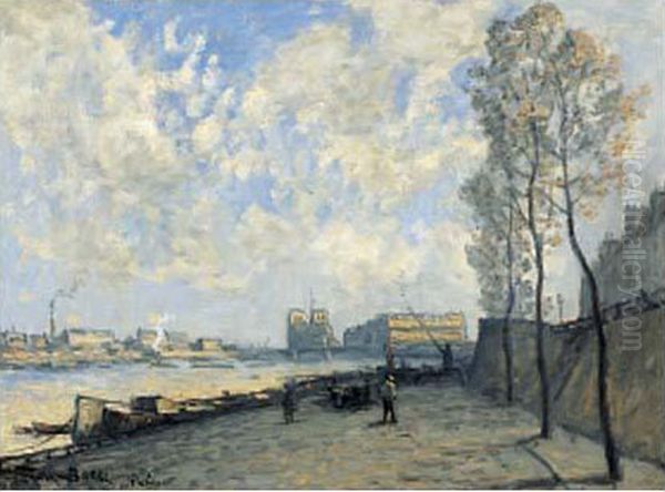 Quai Henri Iv A Paris Oil Painting by Frank Myers Boggs