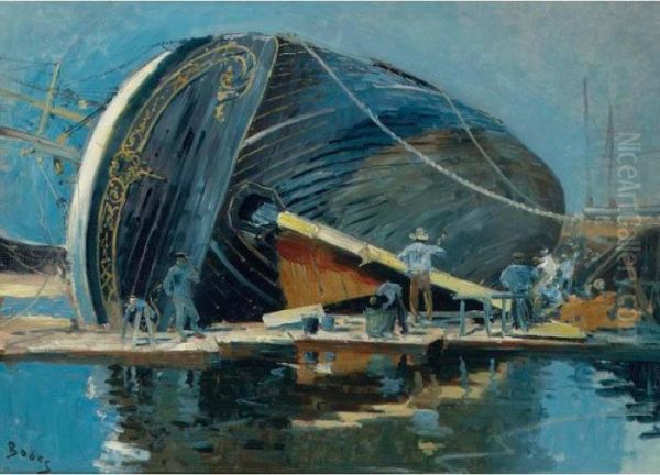 The Ship Builders Oil Painting by Frank Myers Boggs