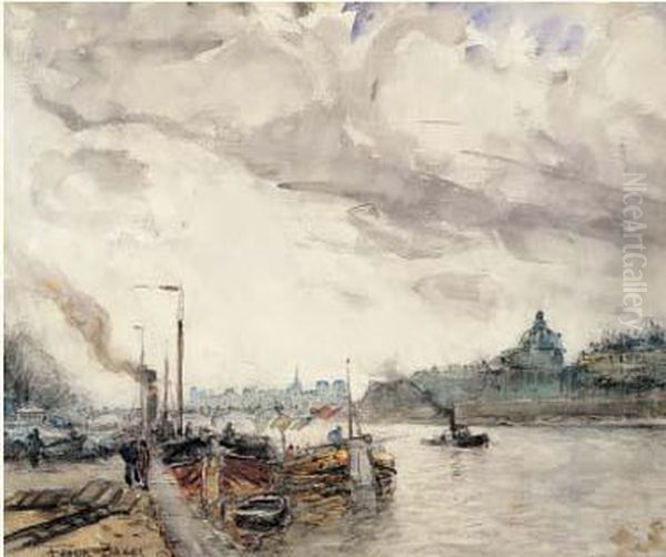 Paris, La Seine A L'institut Oil Painting by Frank Myers Boggs