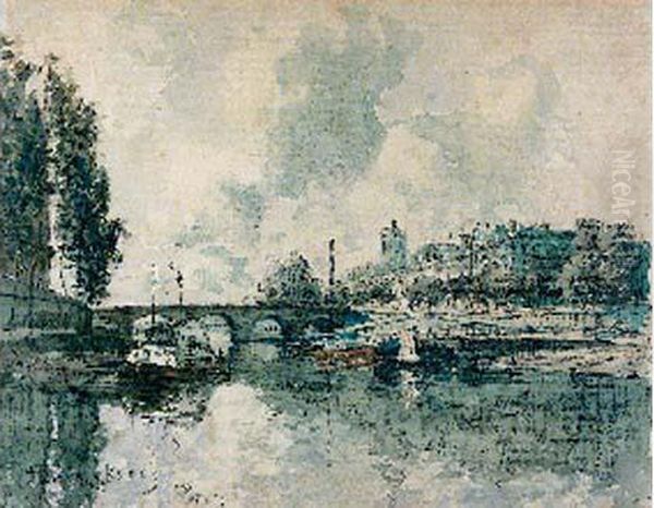 La Seine A Paris Oil Painting by Frank Myers Boggs