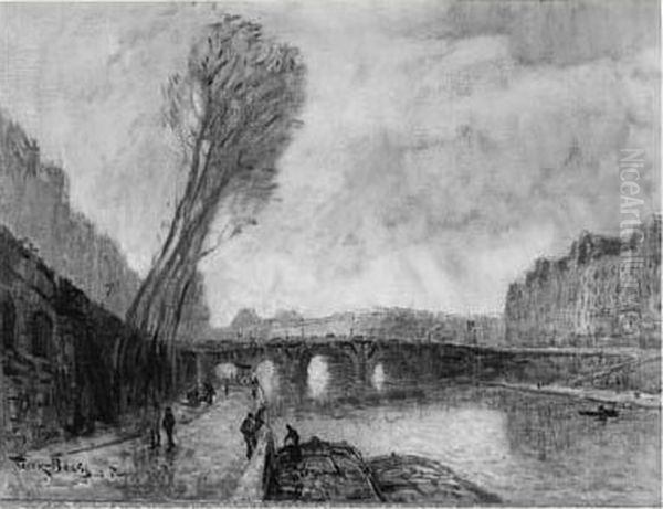 Paris, La Seine Au Pont Neuf Oil Painting by Frank Myers Boggs