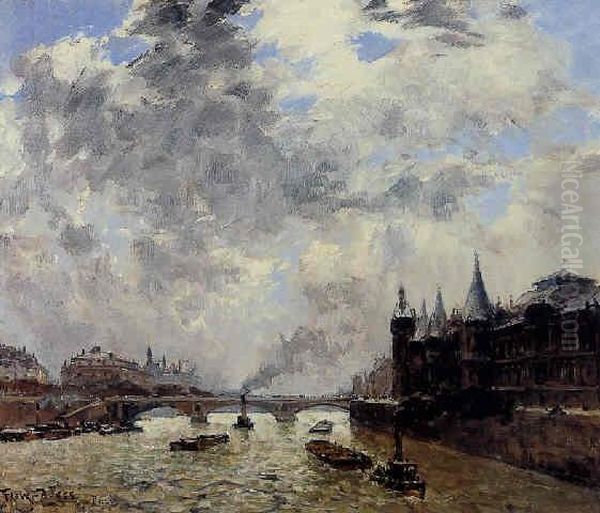 La Seine A Paris Oil Painting by Frank Myers Boggs