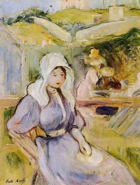 On The Beach At Portrieux Oil Painting by Berthe Morisot