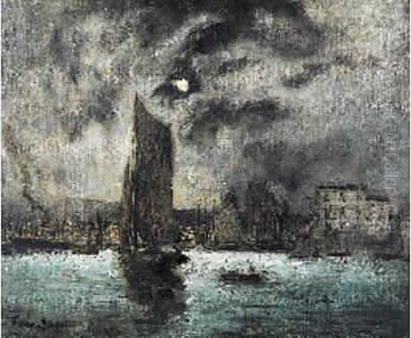 Le Port De Honfleur Au Crepuscule Oil Painting by Frank Myers Boggs