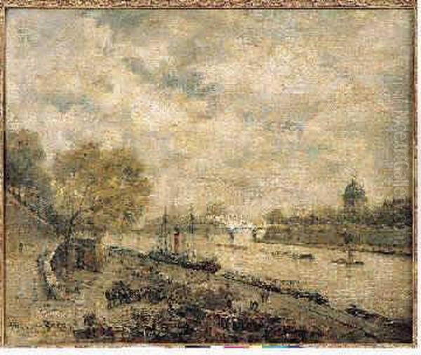 Les Quais De La Seine, Paris. Oil Painting by Frank Myers Boggs