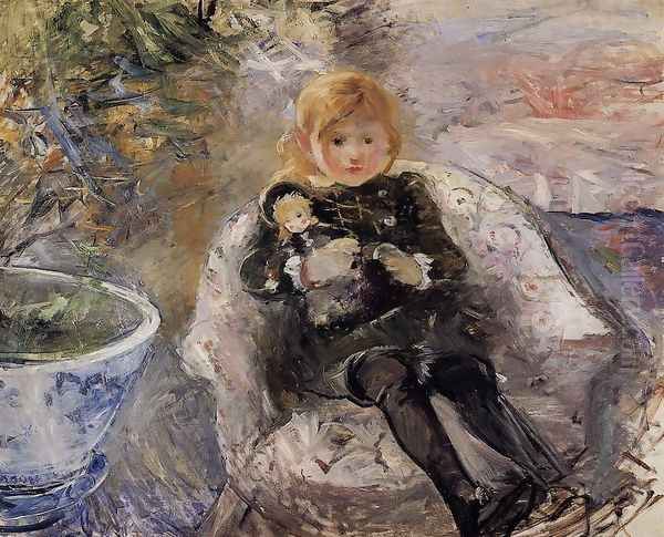 Young Girl With Doll Oil Painting by Berthe Morisot