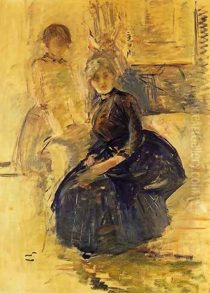 Self Portrait With Julie (study) Oil Painting by Berthe Morisot