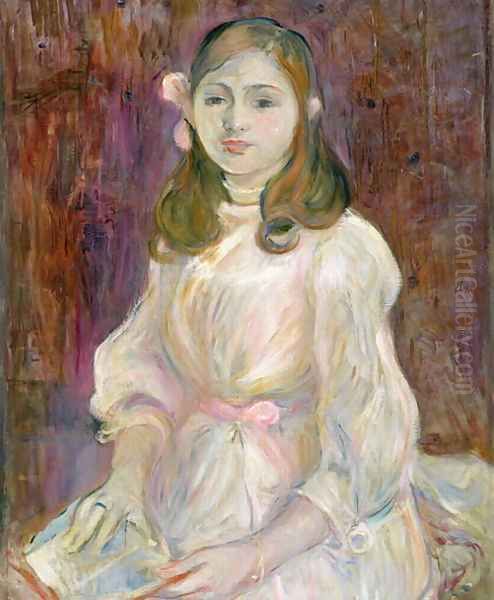 Portrait of Julie Manet (1878-1966) Holding a Book 1889 Oil Painting by Berthe Morisot