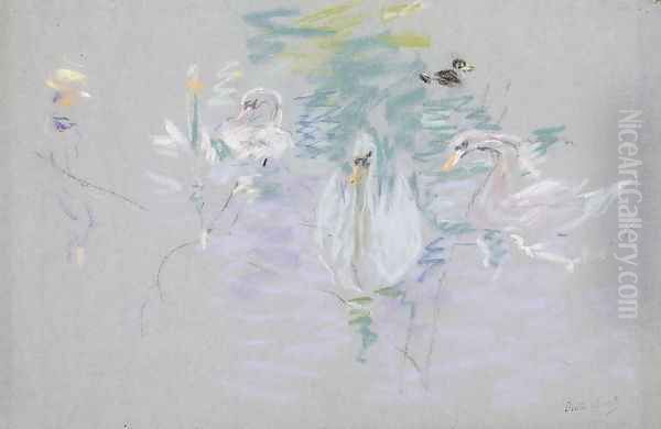 Swans 1885 Oil Painting by Berthe Morisot