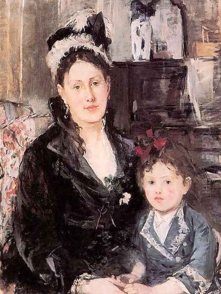 Portrait of Mme. Boursier and her Daughter 1874 Oil Painting by Berthe Morisot