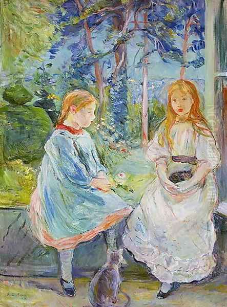 Young Girls at the Window 1892 Oil Painting by Berthe Morisot