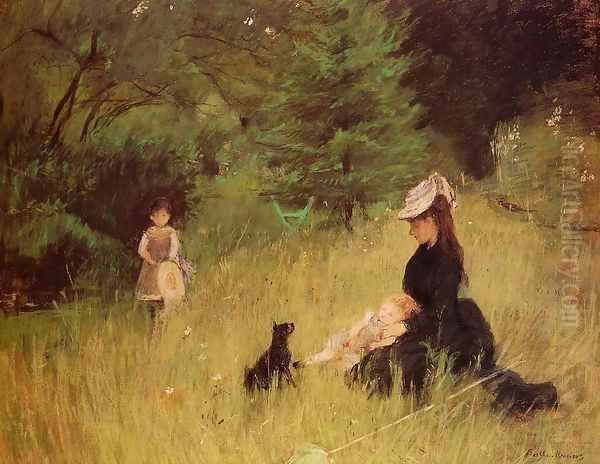 On the Lawn Oil Painting by Berthe Morisot