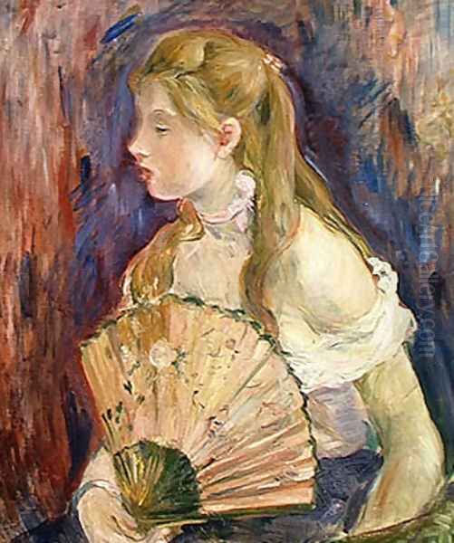 Young Girl with a Fan 1893 Oil Painting by Berthe Morisot