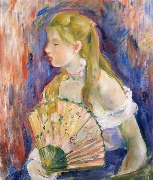 Girl with Fan Oil Painting by Berthe Morisot