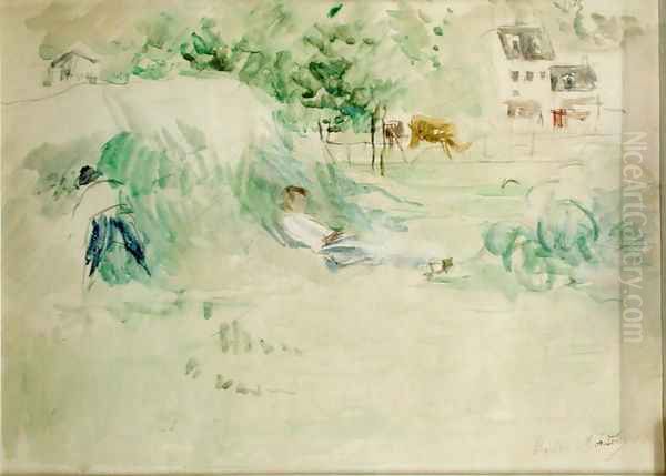 Les Foins a Bougival Oil Painting by Berthe Morisot