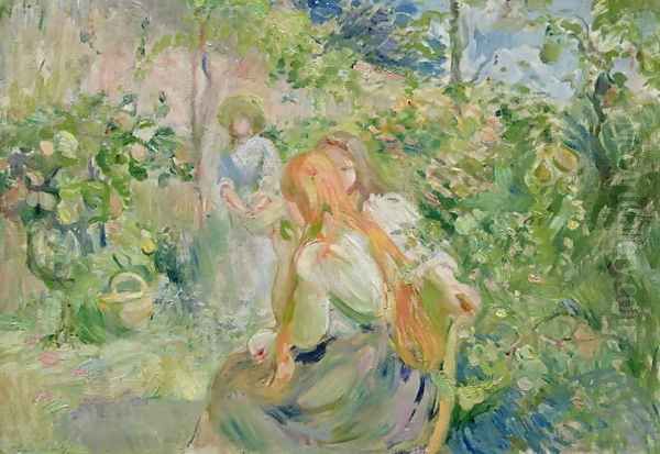 In the Garden at Roche-Plate 1894 Oil Painting by Berthe Morisot