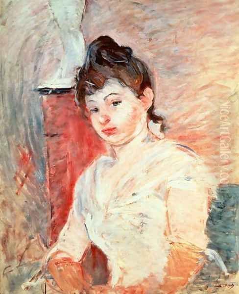 Young Girl in White Oil Painting by Berthe Morisot