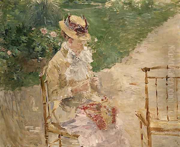 Young Woman Knitting Oil Painting by Berthe Morisot