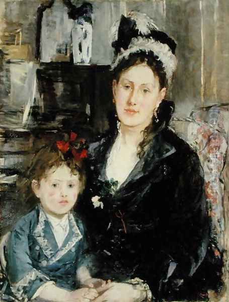 Mme Boursier and Her Daughter 1873 Oil Painting by Berthe Morisot