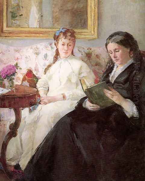 The Mother and Sister of the Artist (or The Lecture) Oil Painting by Berthe Morisot