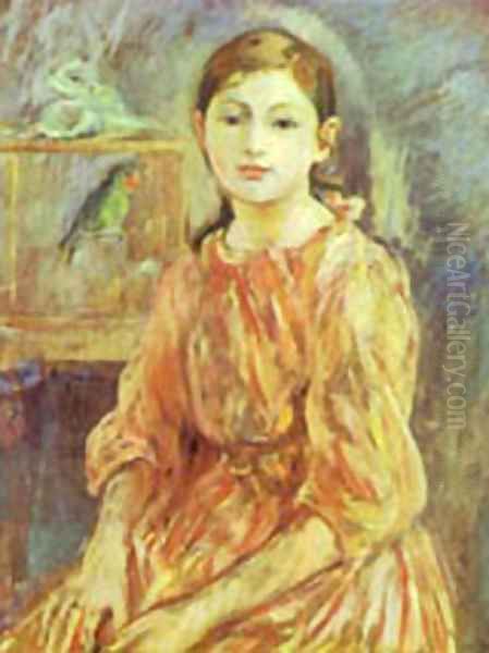 The Artists Daughter With A Parakeet 1890 Oil Painting by Berthe Morisot