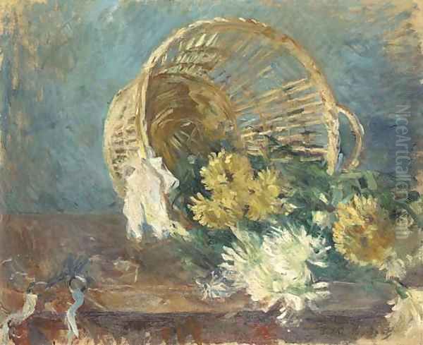 Chrysanthemes or Corbeille renversee Oil Painting by Berthe Morisot