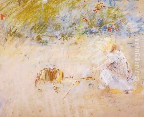 Child Playing in the Garden 1882 Oil Painting by Berthe Morisot